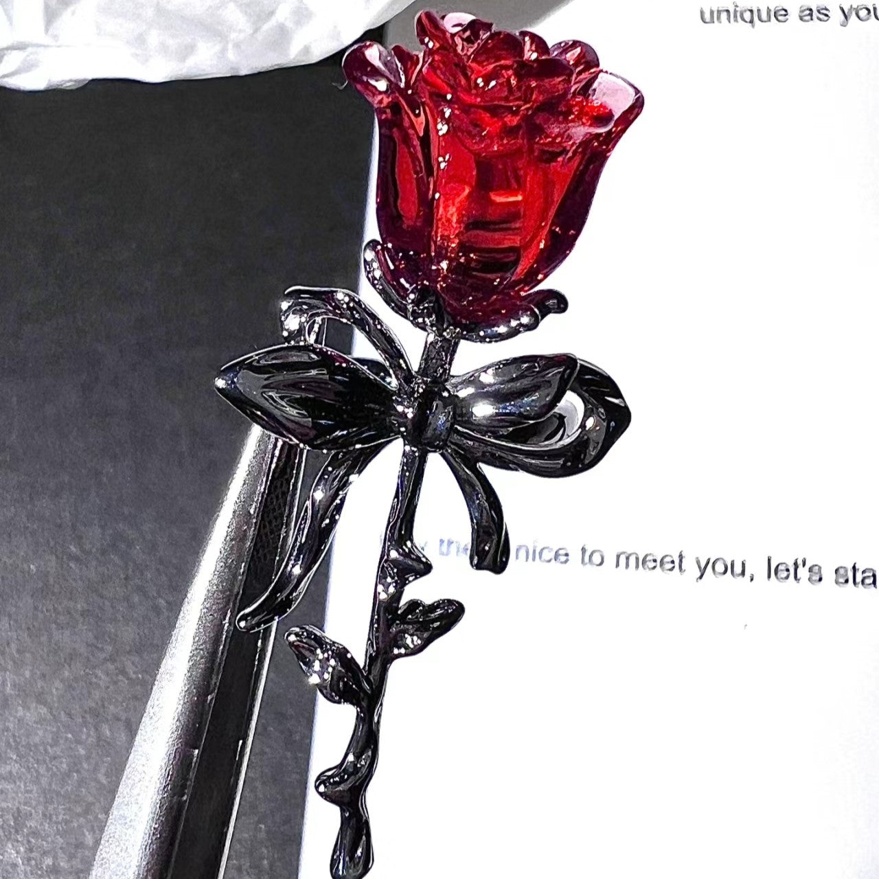 Schicker Y2K-Ring mit Rosenschleife für Mädchen