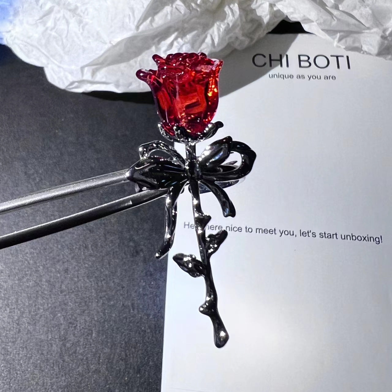 Schicker Y2K-Ring mit Rosenschleife für Mädchen