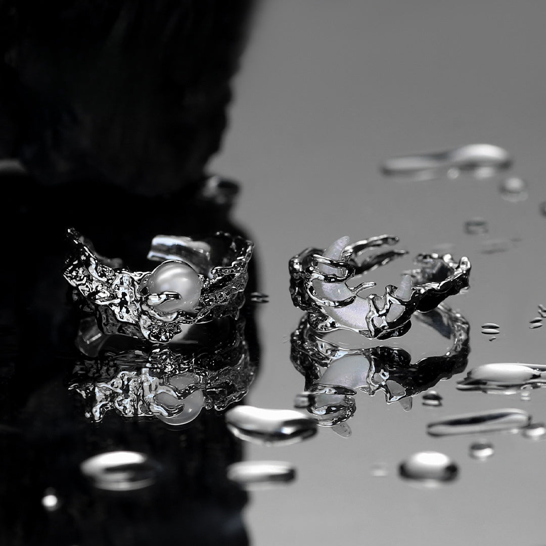 Offener Designer-Sonne- und Mondpaarring