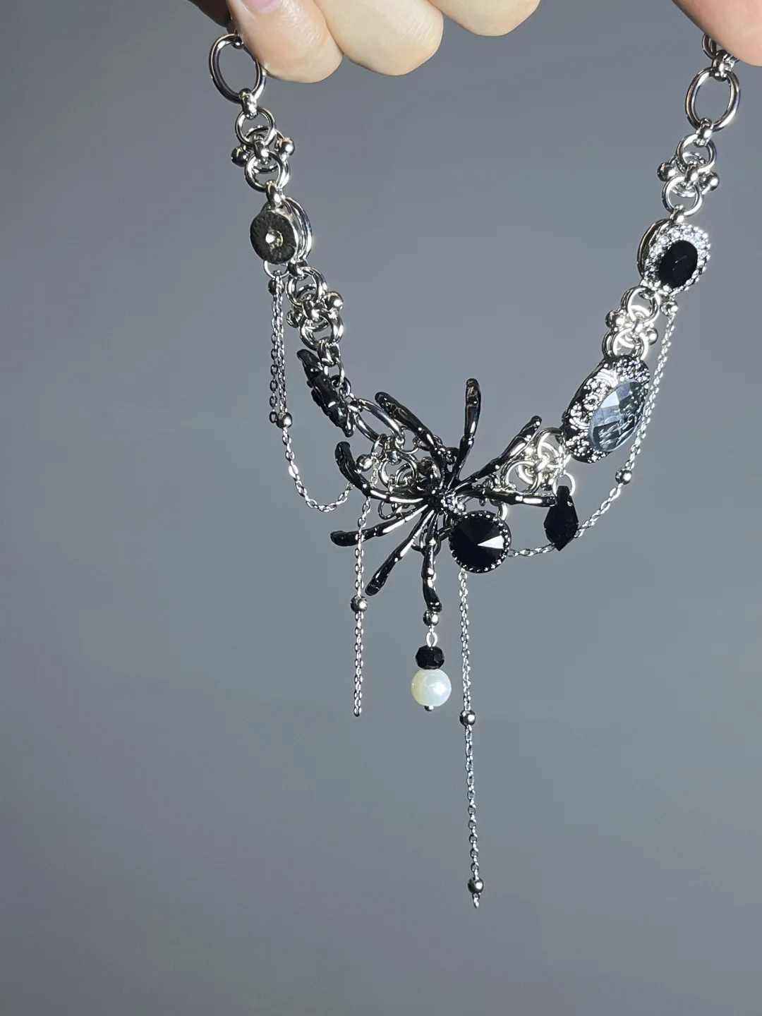 Gothic Schwarze Quaste Spinne Choker Halskette