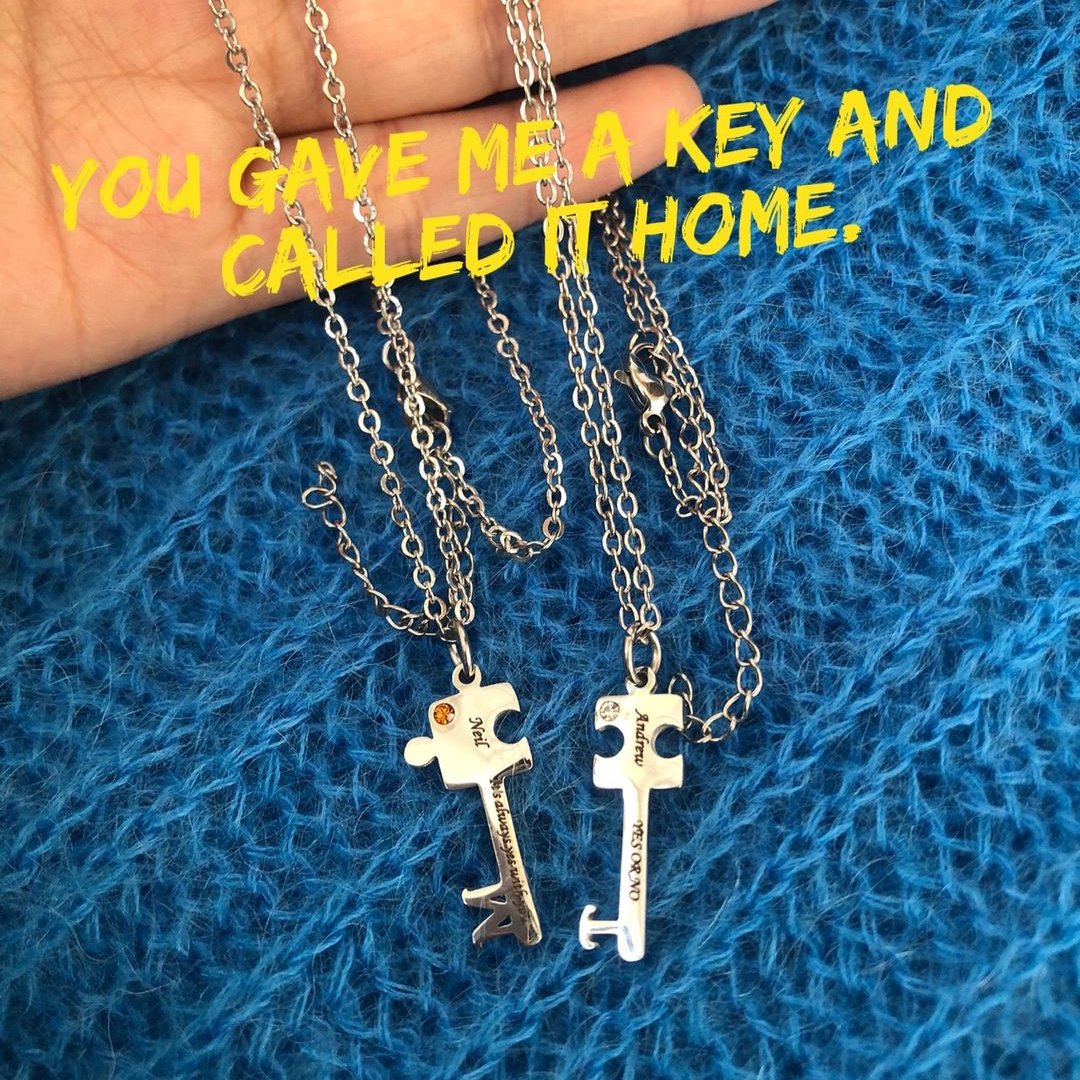 You gave me a key and called it home. Key Couple Necklace(2 chain)