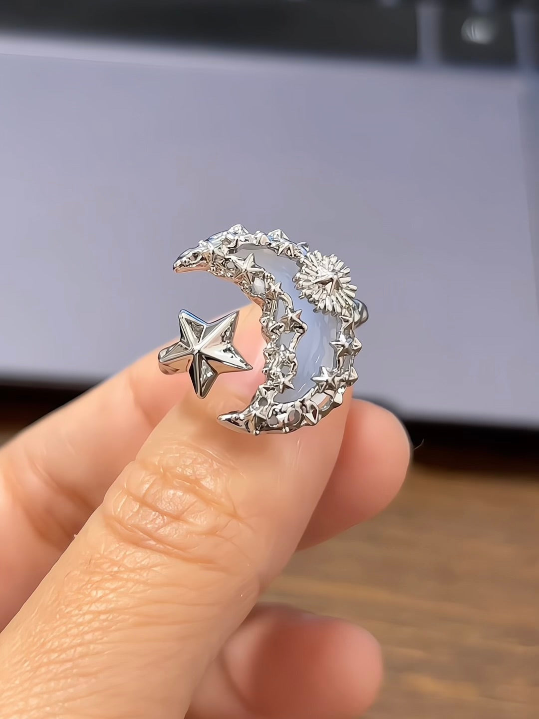 Columbina Vibe Blue Moon Star Adjustable Ring