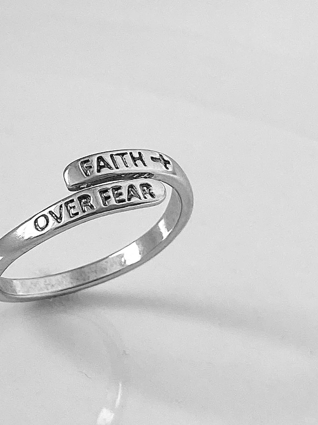 Faith Over Fear S925 Silver Open Rings
