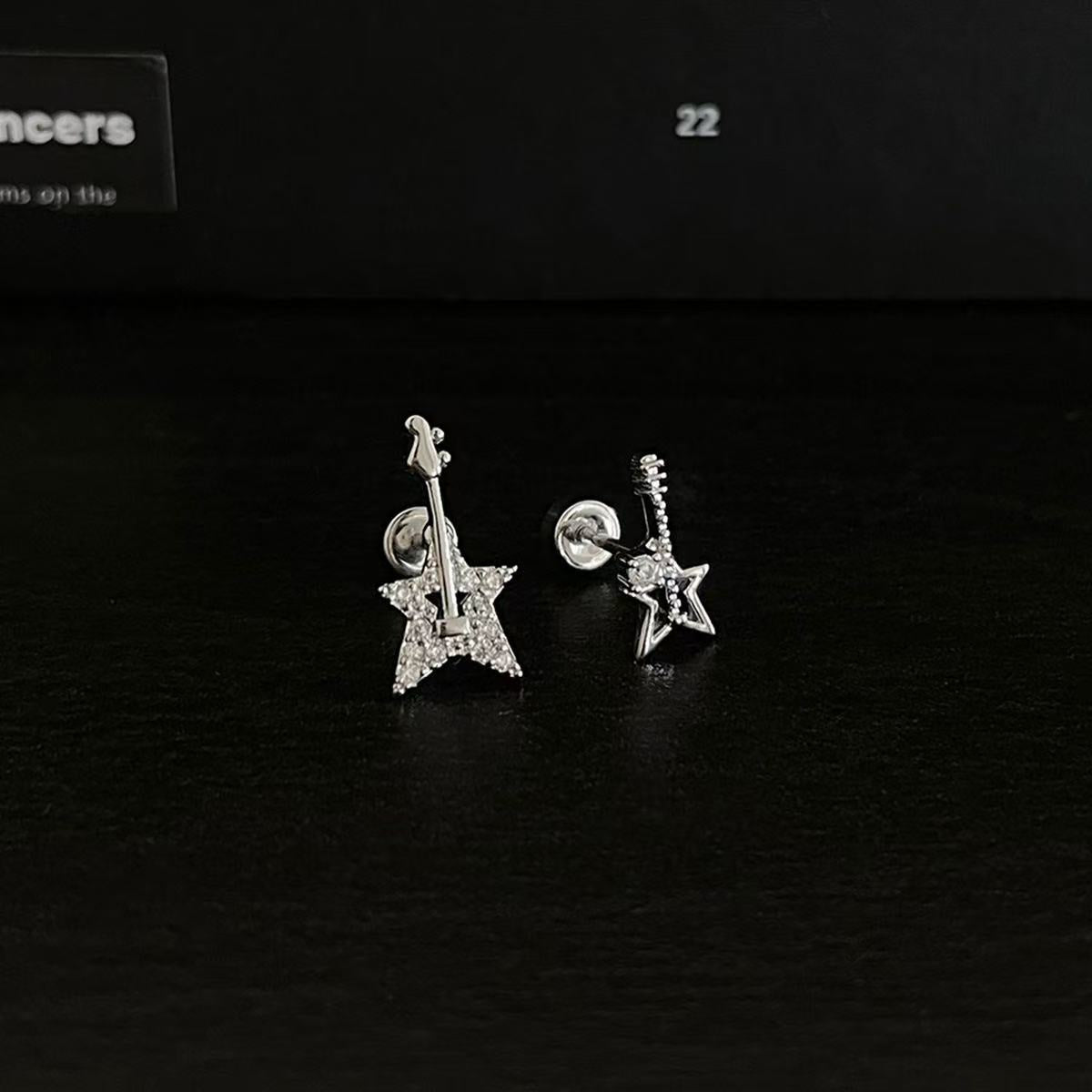 Shining Star Guitar Shining Asymmetrical Earrings