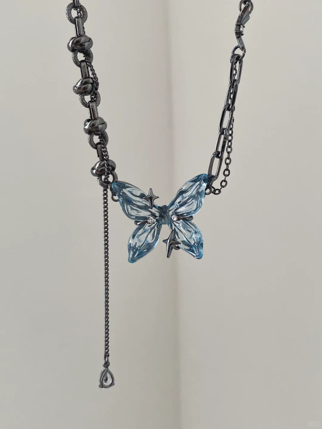 Designer Süßes Mädchen Blauer Schmetterling Choker Halskette