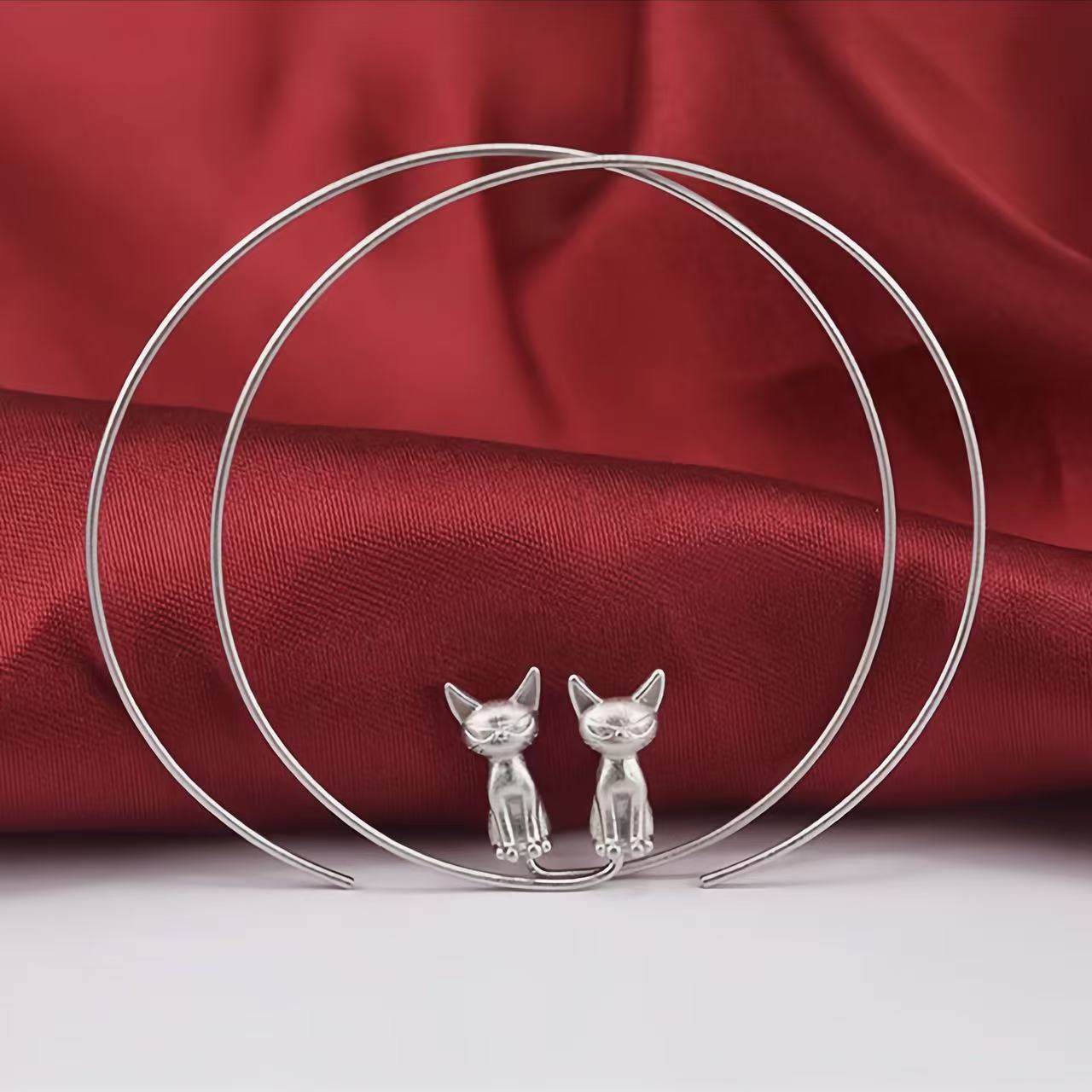 Designer Large Hoop Cat Earrings
