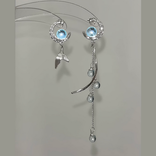 Dreamy Blue Mermaid Stud Earrings Inspired by  Vodyanitsa