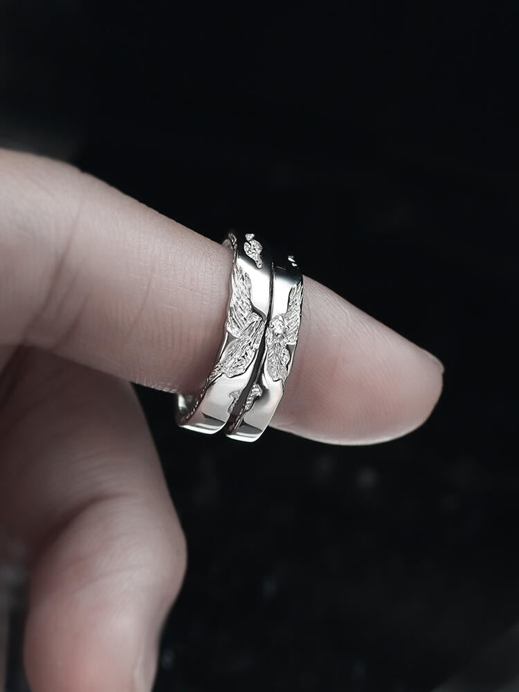 S999 Silver Xie Lian Butterfly Adjustable Couple Rings