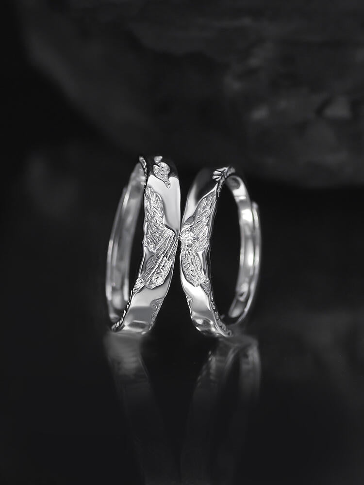 S999 Silver Xie Lian Butterfly Adjustable Couple Rings