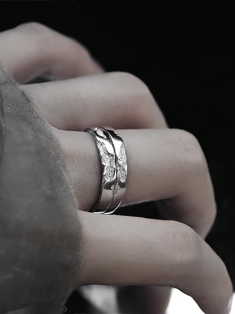 S999 Silver Xie Lian Butterfly Adjustable Couple Rings