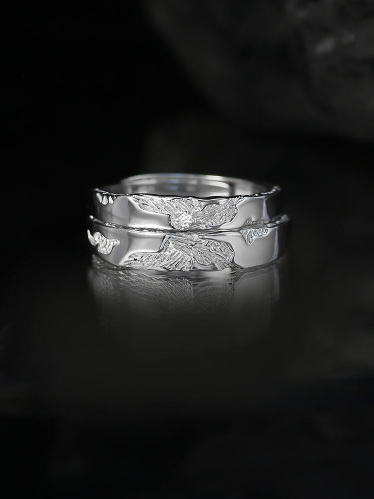 S999 Silver Xie Lian Butterfly Adjustable Couple Rings