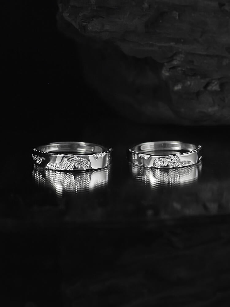 S999 Silver Xie Lian Butterfly Adjustable Couple Rings