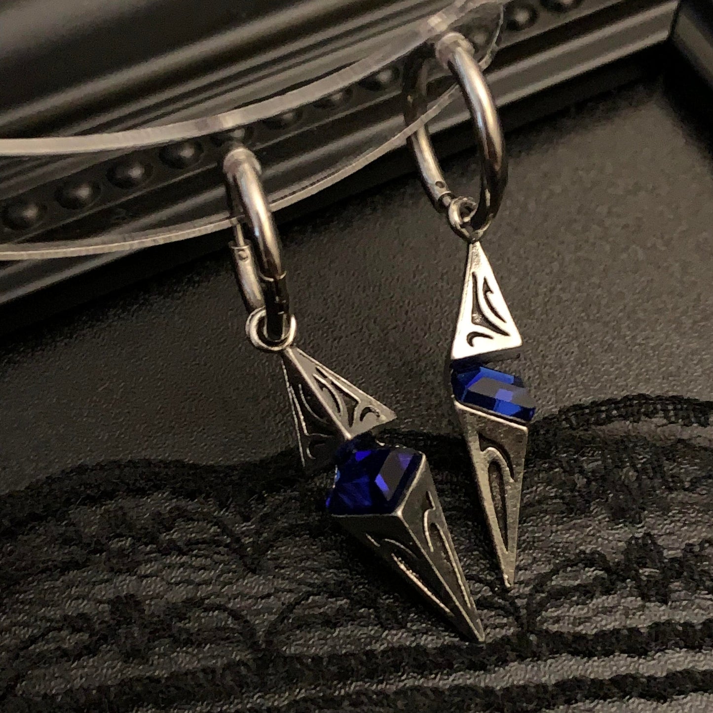Dark Goth Triangular Geometry Shalom Earrings