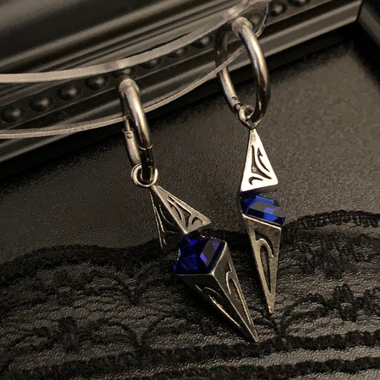 Dark Goth Triangular Geometry Shalom Earrings