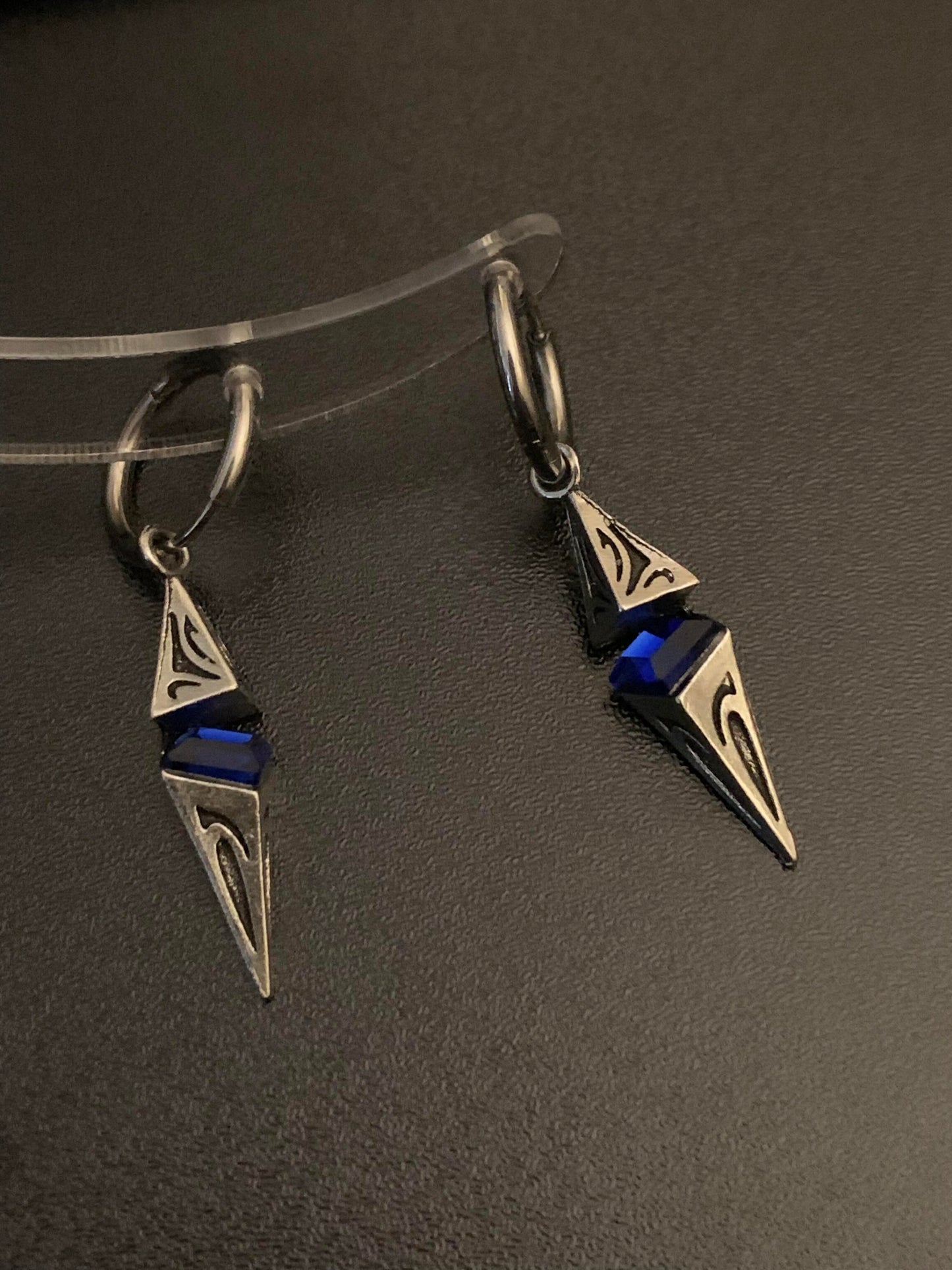 Dark Goth Triangular Geometry Shalom Earrings