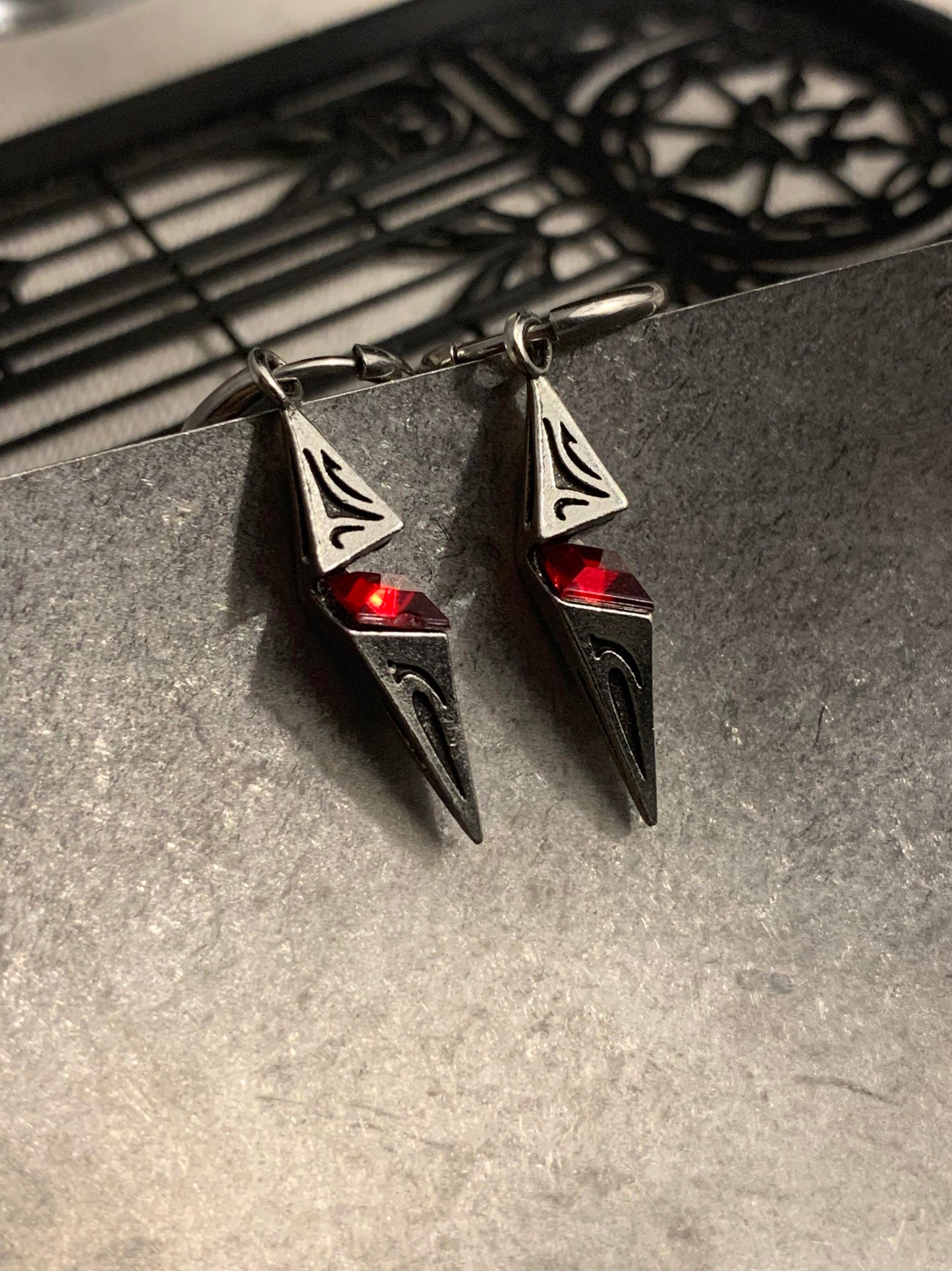 Dark Goth Triangular Geometry Shalom Earrings
