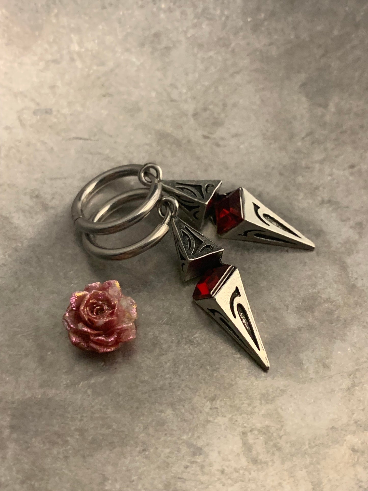 Dark Goth Triangular Geometry Shalom Earrings