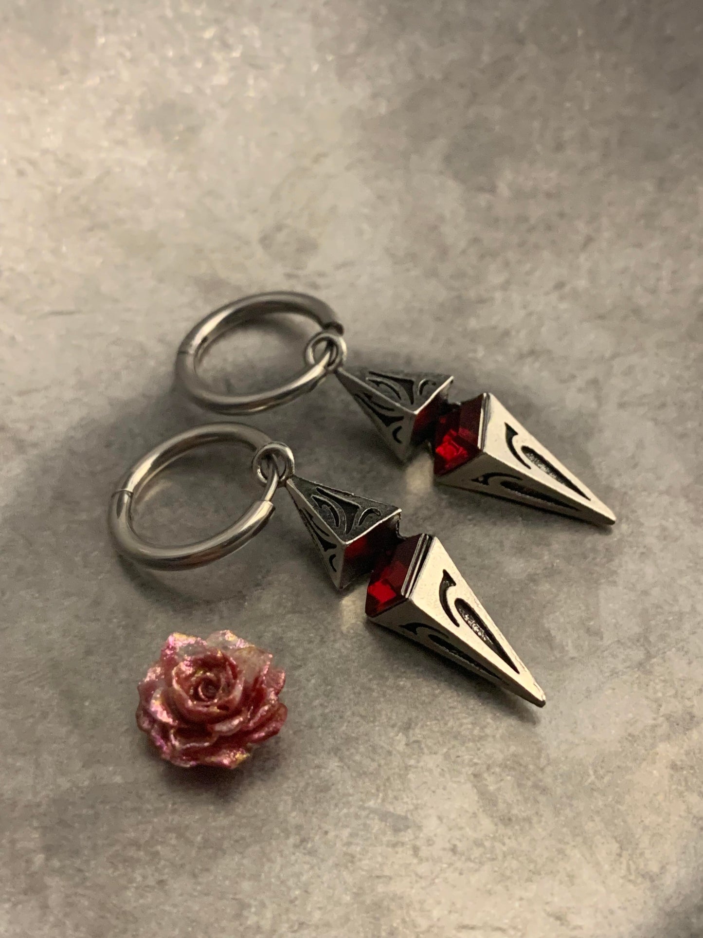 Dark Goth Triangular Geometry Shalom Earrings