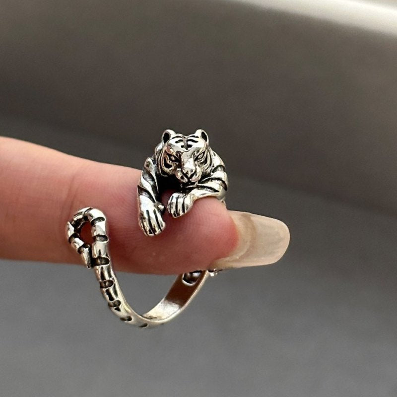 Süßer offener Tigerring aus Silber für Unisex