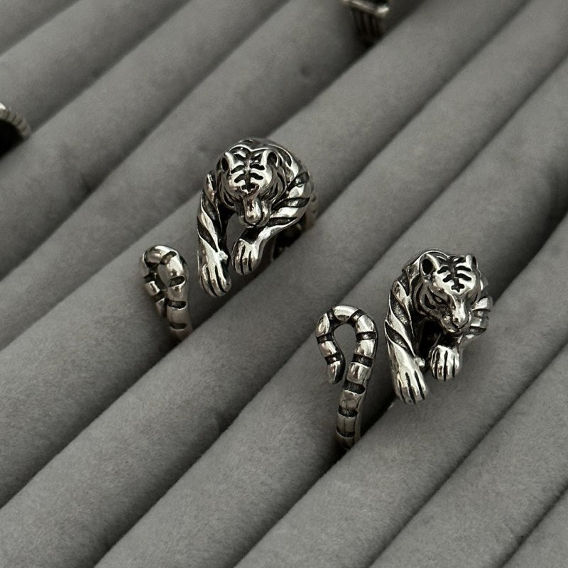 Süßer offener Tigerring aus Silber für Unisex