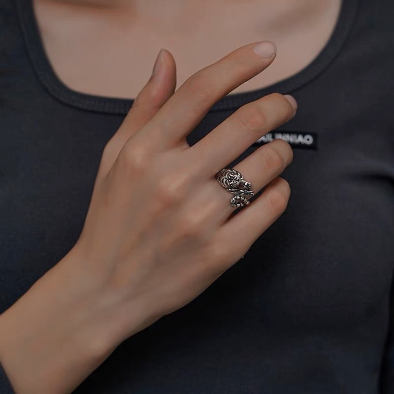 Süßer offener Tigerring aus Silber für Unisex