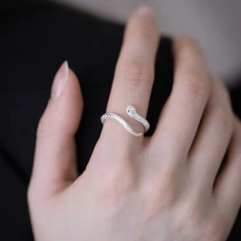 Süßer Designer Sterling Silber S999 Schlangen verstellbarer offener Ring