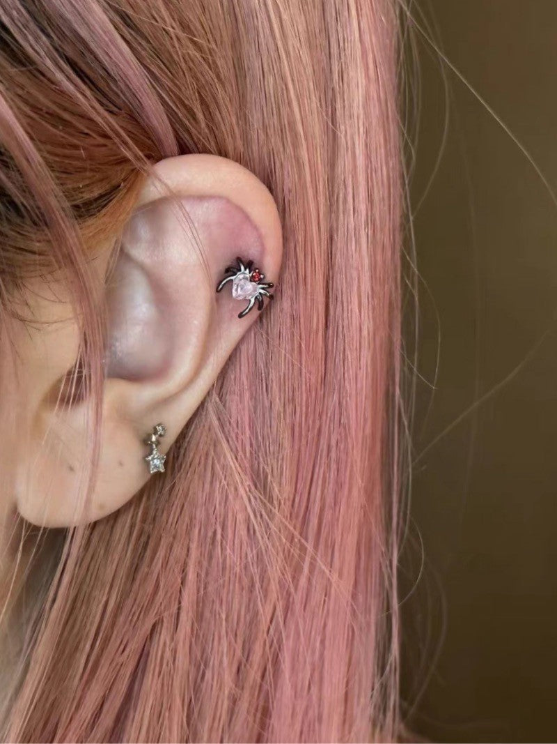 Süße Y2K süße kleine Spinnenknorpel Ohrstecker (ein Paar)