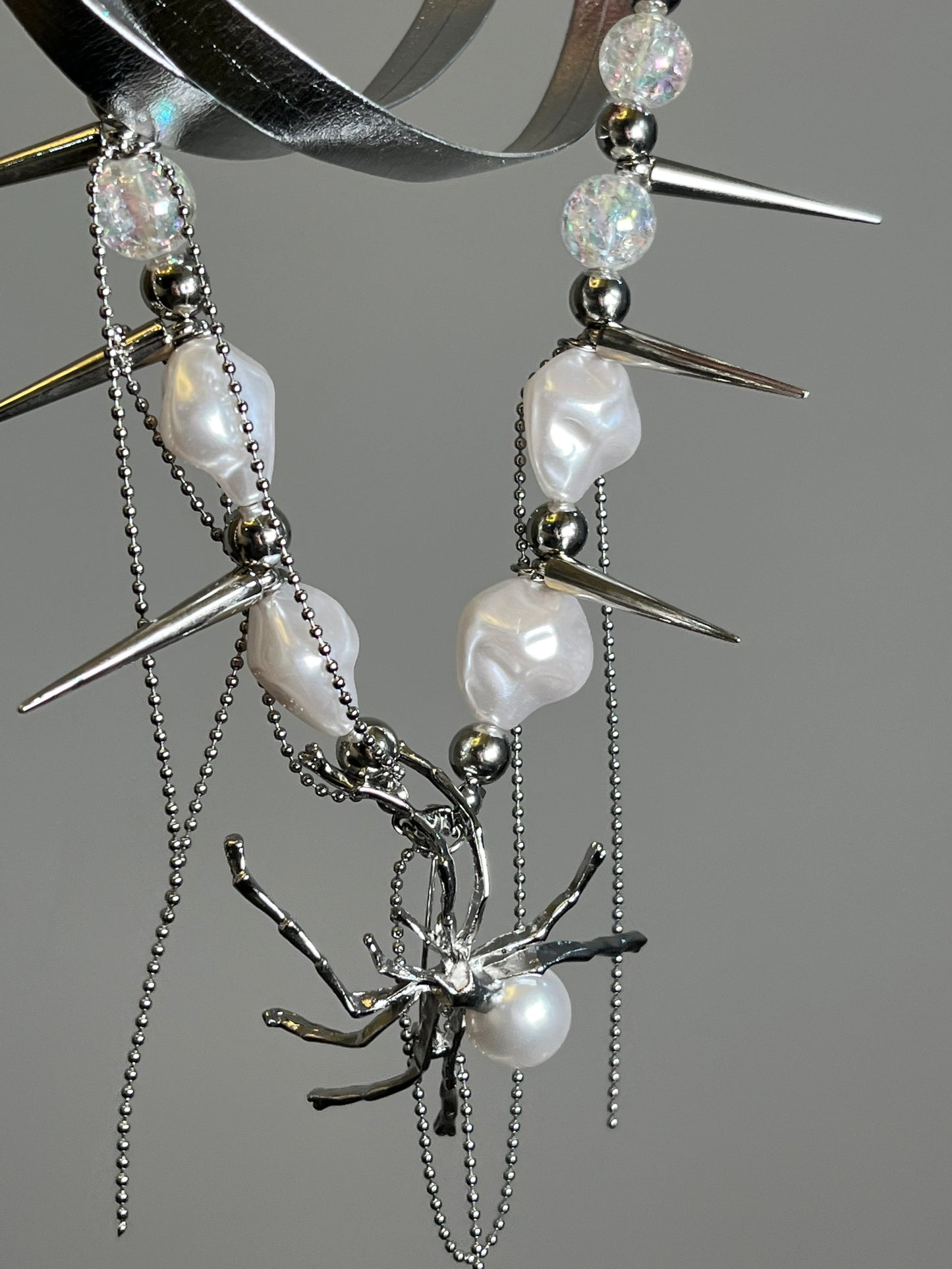 Y2K Punk Spicy Girl Weiß Chic Spinnenperlen Halskette Choker