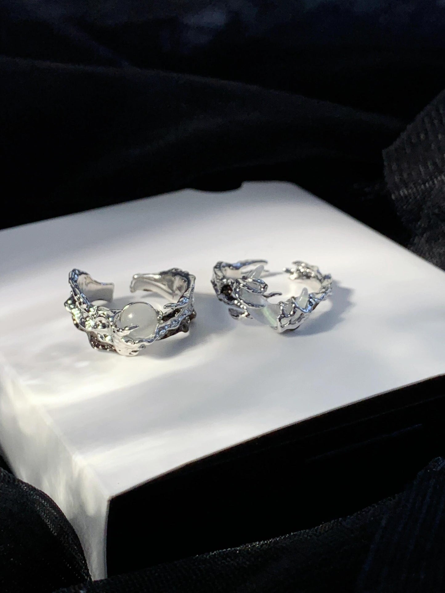 Offener Designer-Sonne- und Mondpaarring