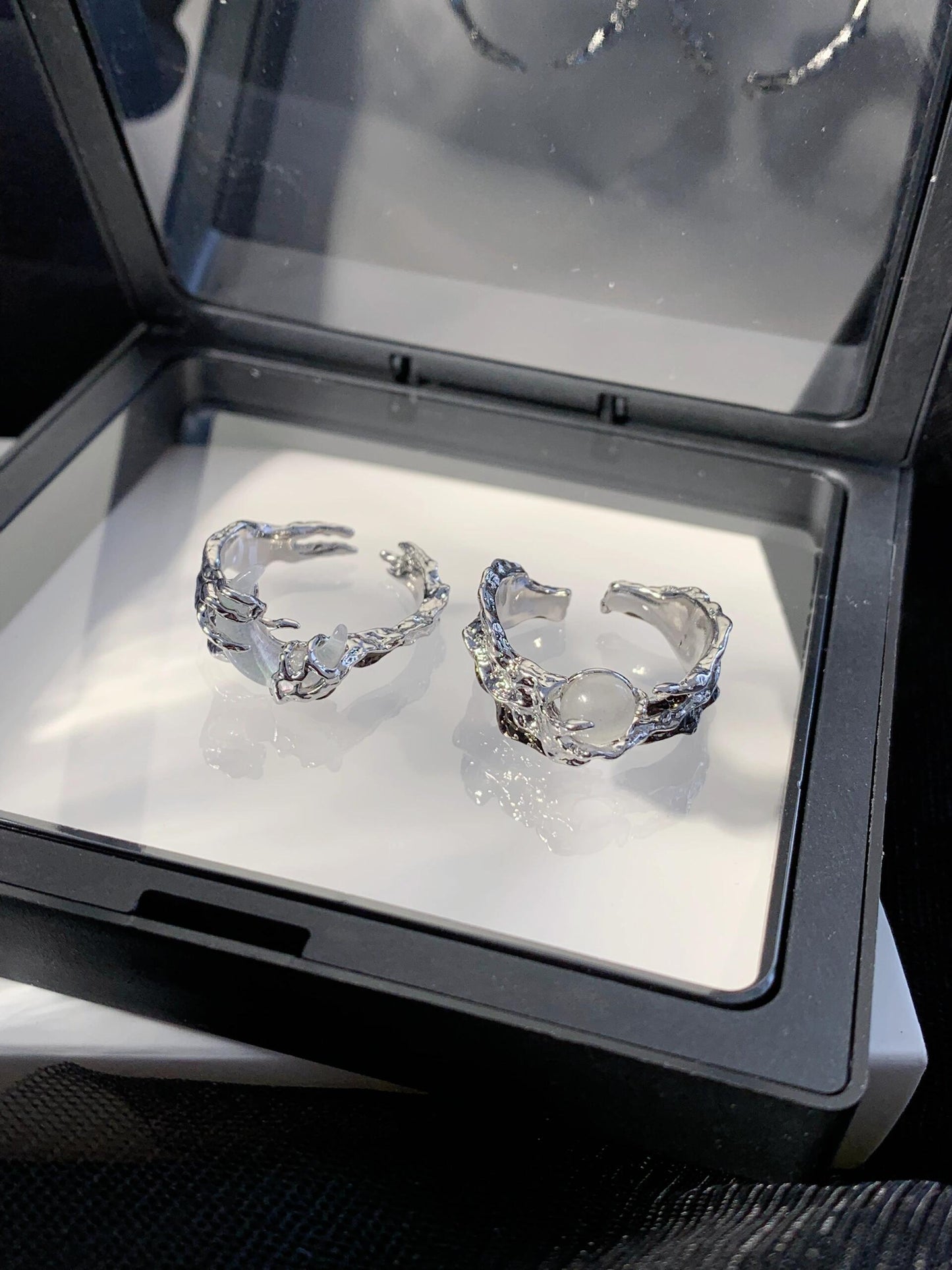 Offener Designer-Sonne- und Mondpaarring