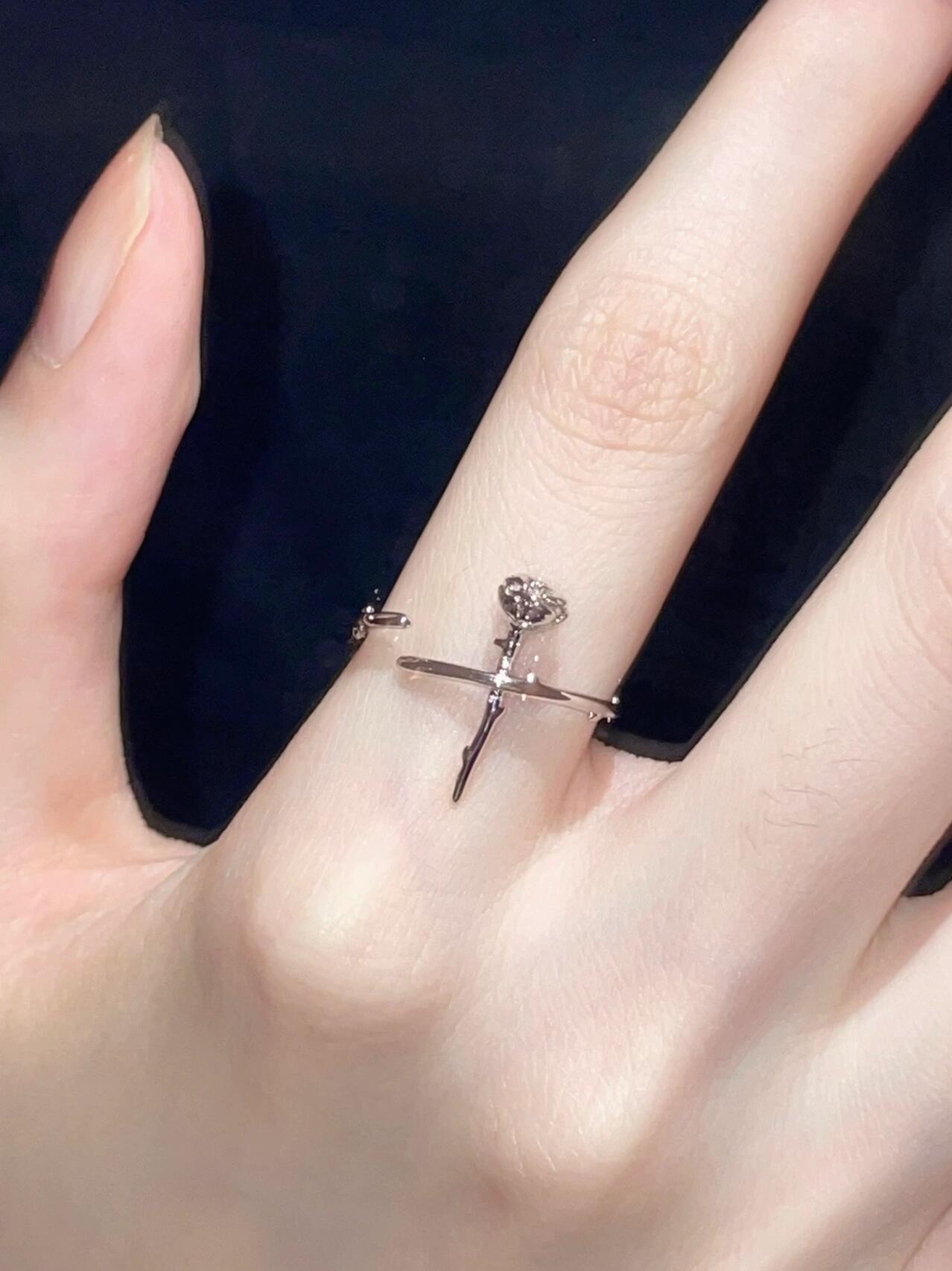 S925 Silber Damen Rose Offener Ring