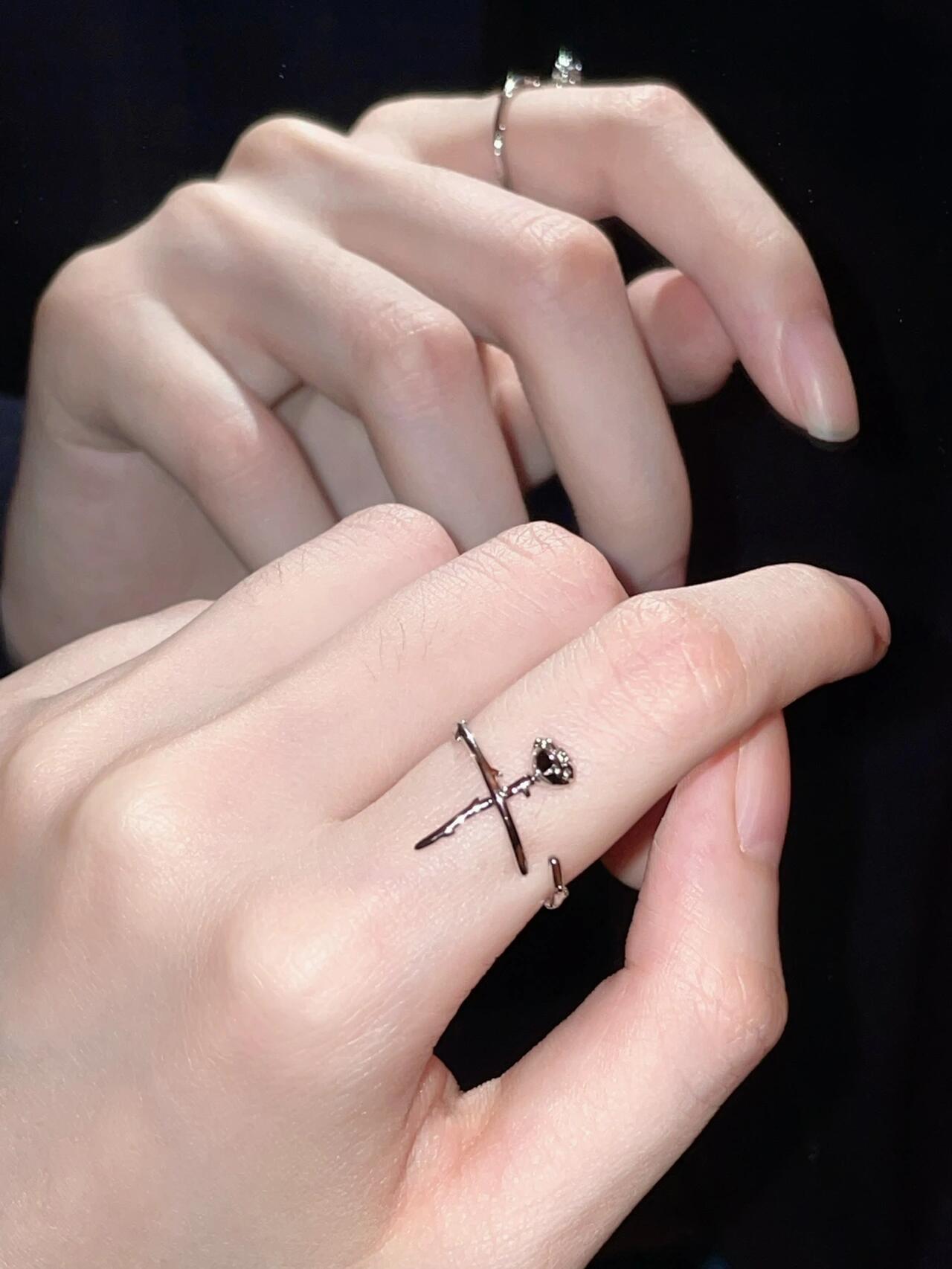 S925 Silber Damen Rose Offener Ring