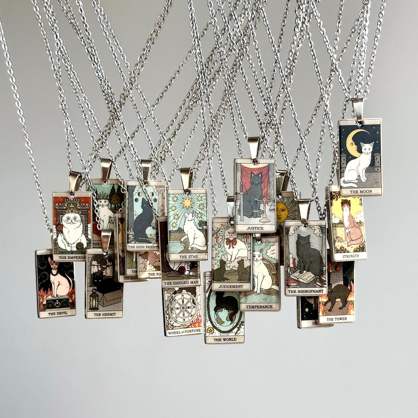 Vintage Katze Große Arkana Tarot Karte Halskette