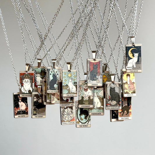 Vintage Katze Große Arkana Tarot Karte Halskette