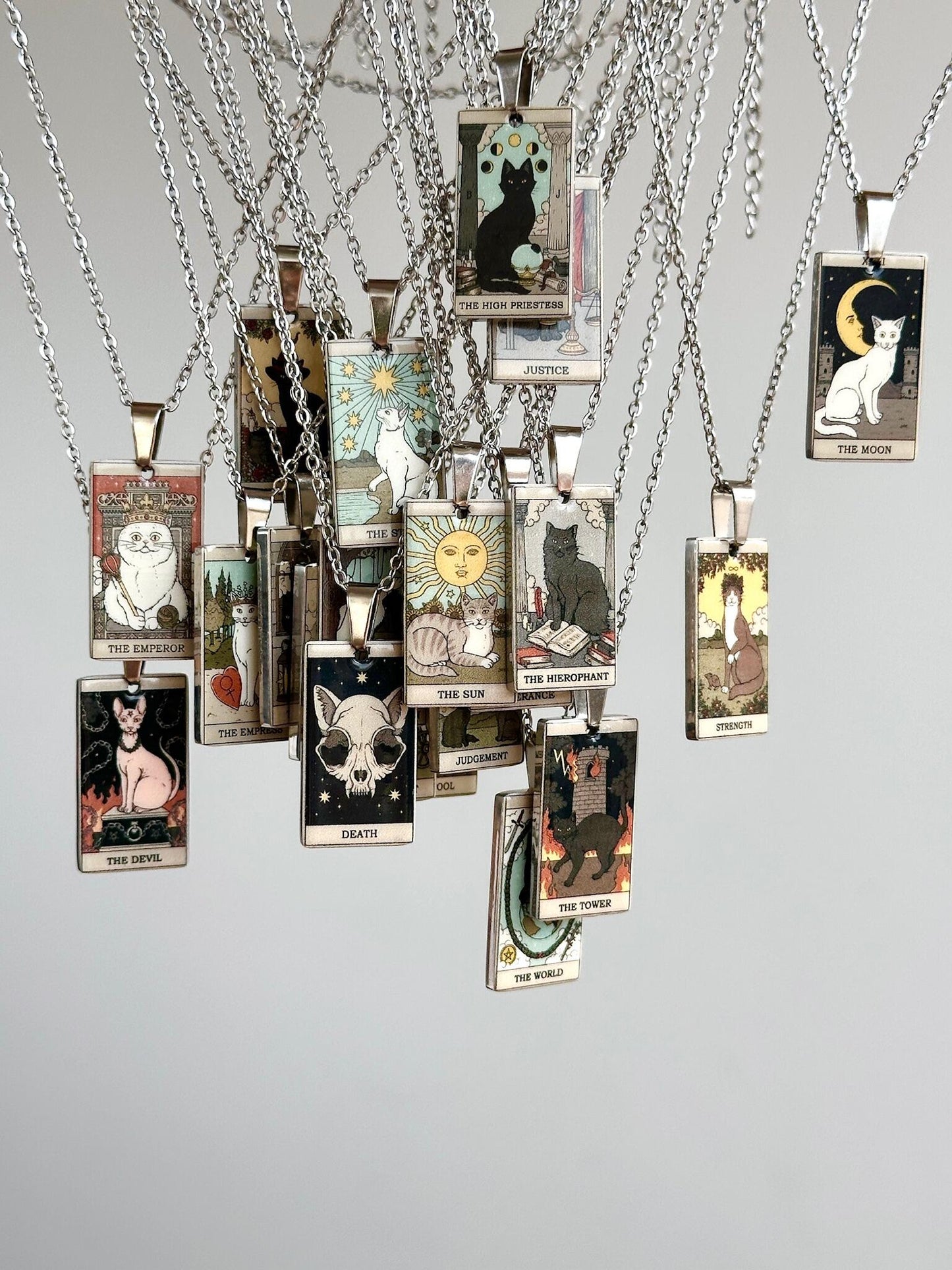 Vintage Katze Große Arkana Tarot Karte Halskette