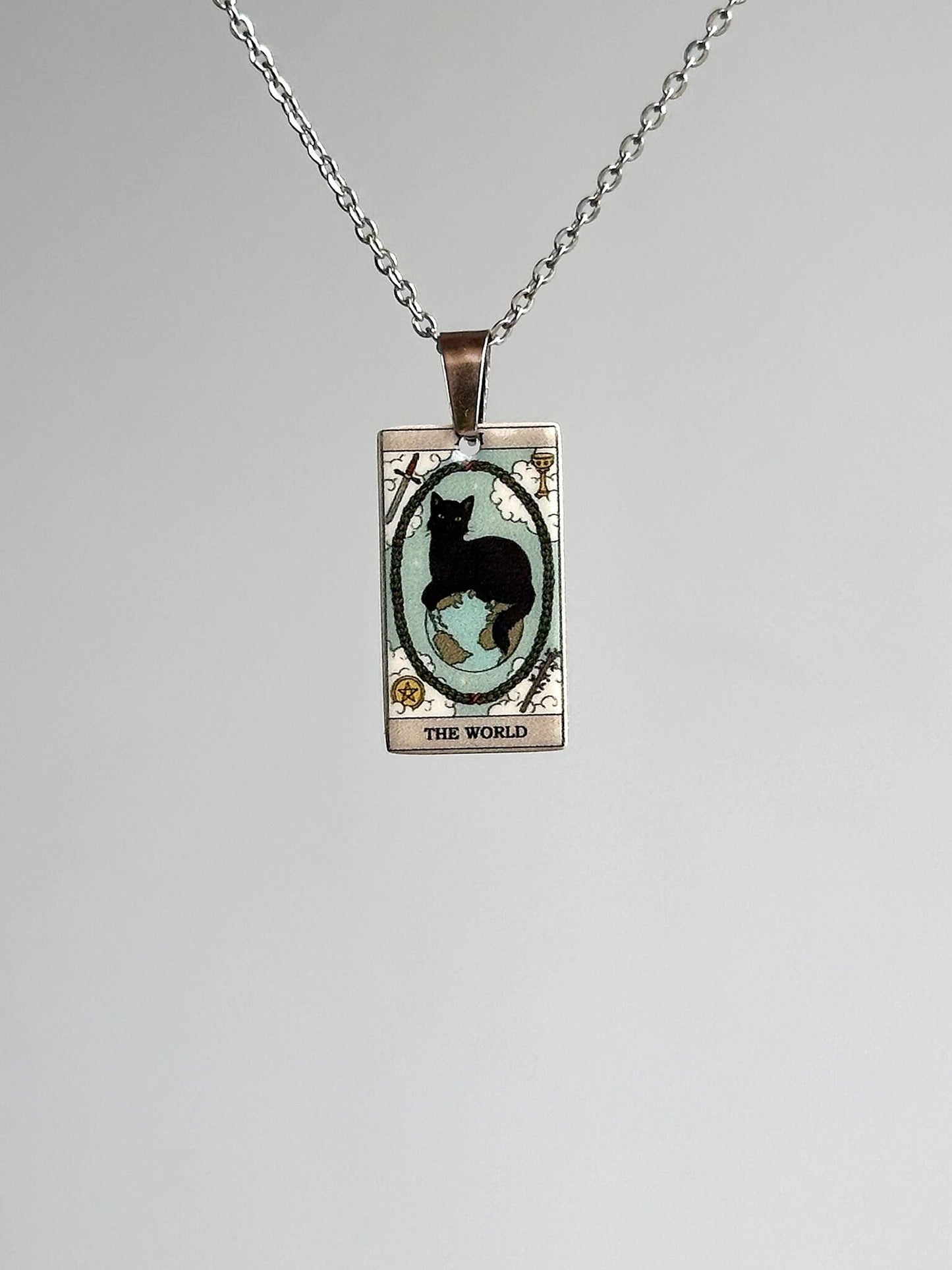 Vintage Katze Große Arkana Tarot Karte Halskette