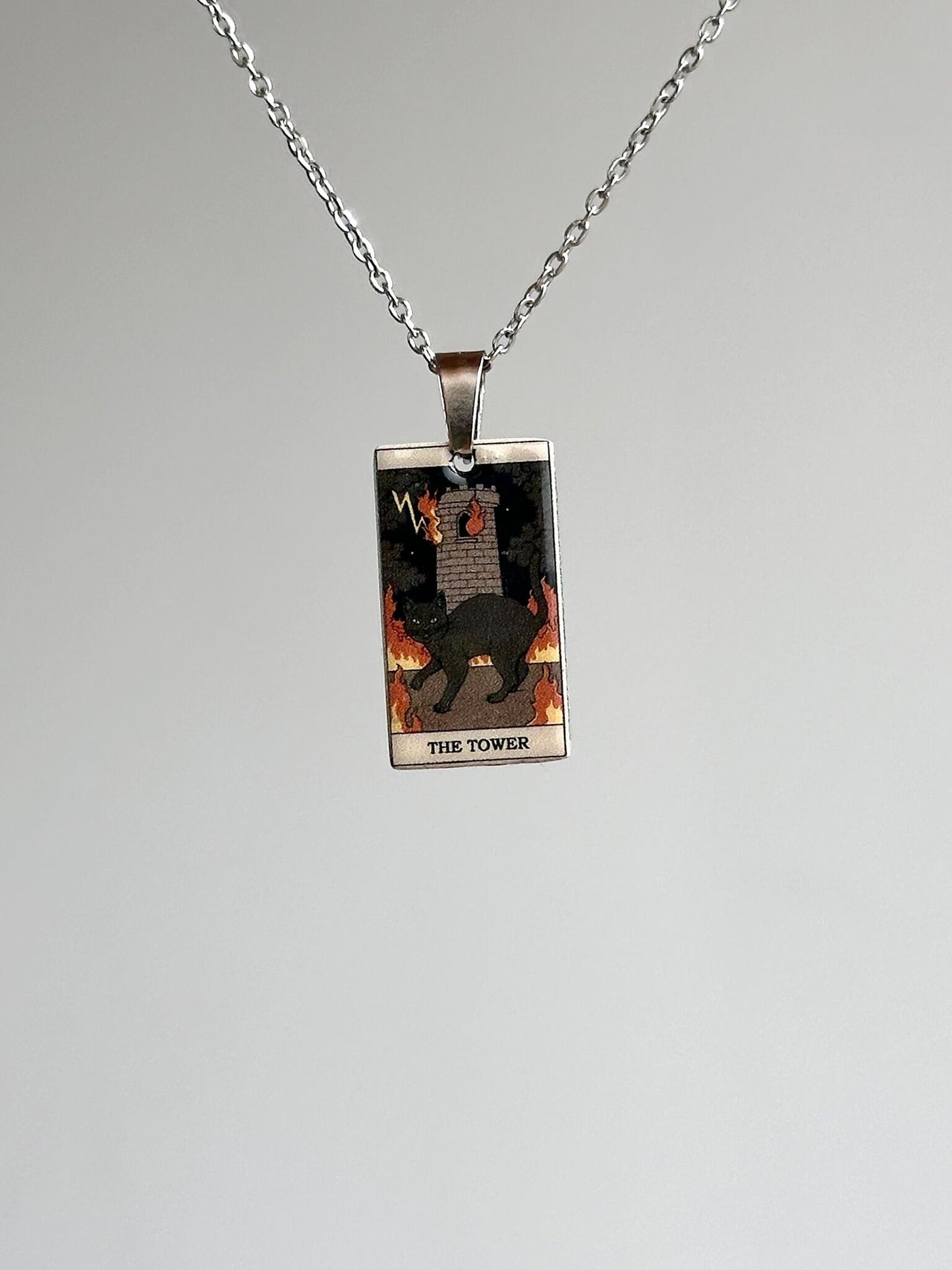 Vintage Katze Große Arkana Tarot Karte Halskette