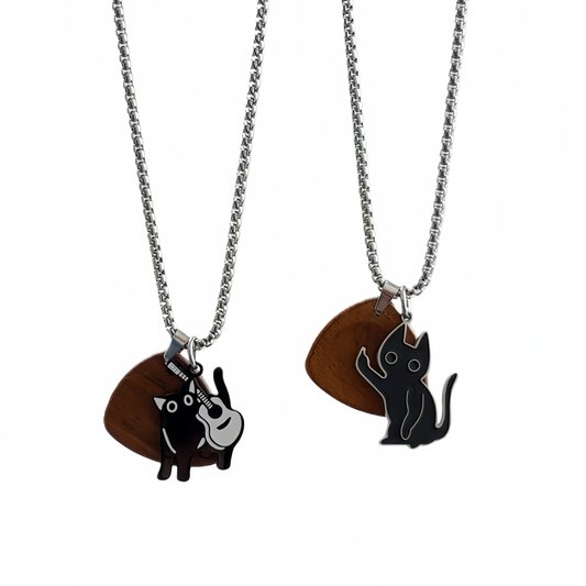 Black Cat Guitar Pick Necklaces