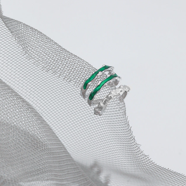 Dreilagige Ohrmanschette „Green Snake Slytherin“