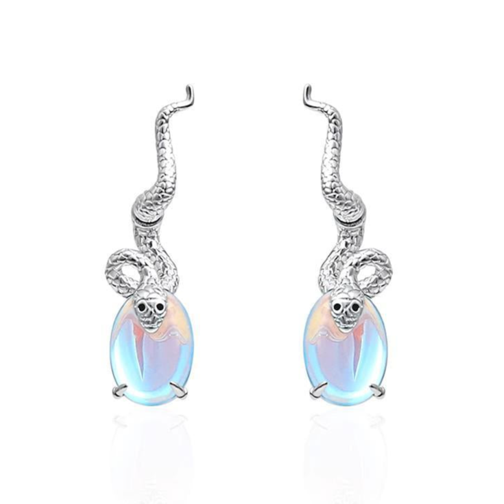 Designer-Ohrstecker in Schlangenform, Silber