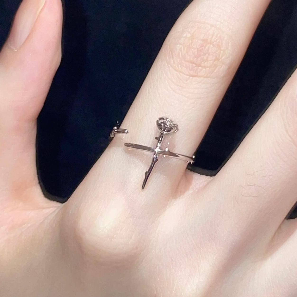 S925 Silber Damen Rose Offener Ring