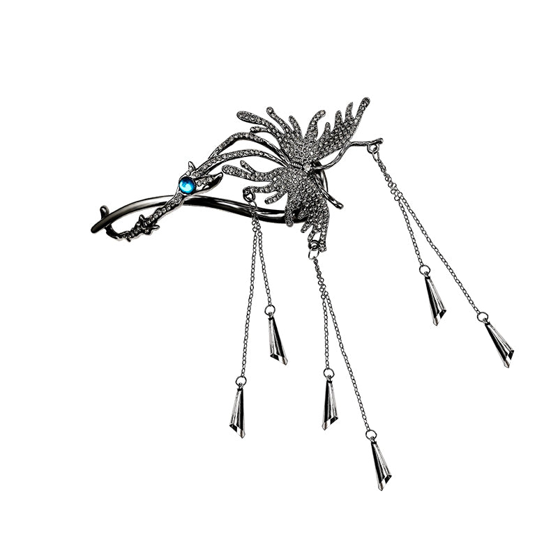 Schicke Haarnadel mit Schmetterlings-Strass und glänzender Quaste für Damen