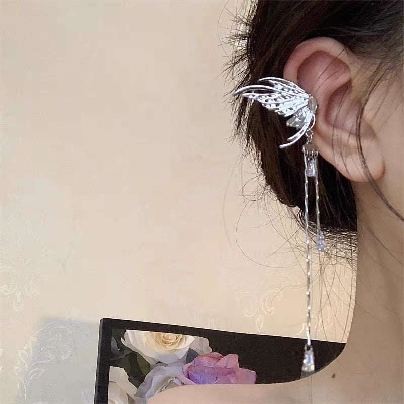 Fancy Butterfly Long Tassel Ear cuff